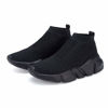 Picture of CHUI Boys Girls All Black Casual Fashion Sock Sneakers Knitted Shoes Running Shoes Lightweight Breathable Tennis Shoes Sports Walking Non Slip Shoes Slip-on Shoes(Big/Little) Kids Size 1 M US - Size: 1 Little Kid