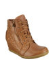 Picture of TZ Womens High Top Sneakers Fashion Classic Lace Up Quilted Comfortable Wedge Walking Shoes (Tan, 8) - Size: 8