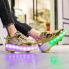 Picture of HOVERKICKES Fashion Kids Roller Shoes - Premium Skate Shoes with Wheels for Girls - USB Rechargeable LED Sneakers for Boys Gold - Size: 11.5 Little Kid