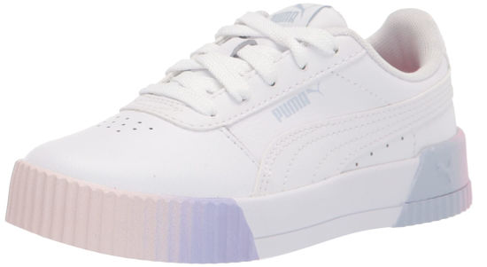 Picture of PUMA unisex child Carina Sneaker, Puma White-halogen Blue, 6.5 Big Kid US - Size: 6.5 Big Kid
