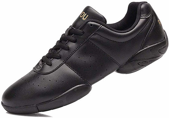 Picture of JITUUE Cheer Shoes Women Cheerleading Dance Shoes Fashion Trainers Sneakers Lace Up Gym Athletic Sport Training Shoes for Girls (Black, US 5.5) - Size: 5.5