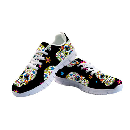 Picture of FOR U DESIGNS Black Women's Jogging Running Sneaker Suger Skull Lightweight Go Easy Walking Casual Comfort Sports Running Shoes Size 41 - Size: 11 Women/8 Men