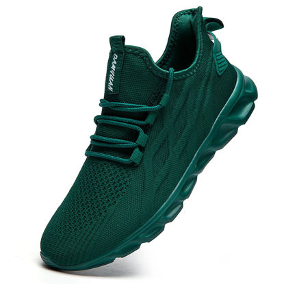 Picture of EGMPDA Womens Slip On Tennis Shoes Lightweight Athletic Shoes Runnings Shoes Casual Walking Fashion Sneakers for Work Travel Gym Sports Dark Green 11 M US - Size: 11