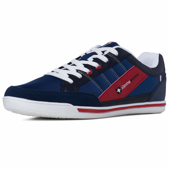 Picture of Alpine Swiss Mens Stefan Navy Suede Trim Retro Fashion Sneakers 15 M US - Size: 15