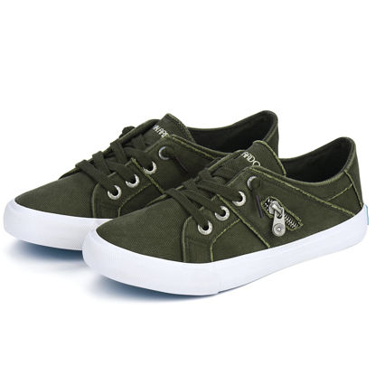 Picture of JENN ARDOR Womens Canvas Shoes Fashion Slip on Sneakers Low Top Tennis Shoes Lace up Canvas Flats Casual Walking Shoes - Size: 6