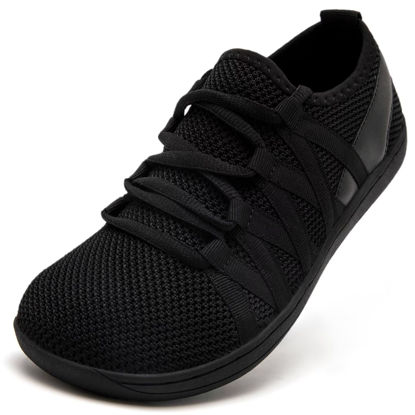 Picture of Linenghs Barefoot Shoes Women Fashion Sneakers Minimalist Wide Width Toe Box Zero Drop Size 9.5 Breathable Cross-Trainer Fitness Weightlifting All Black 41 - Size: 9.5 Wide