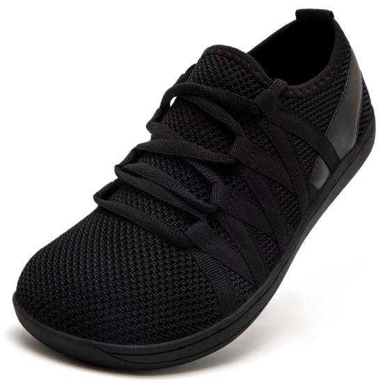 Picture of Linenghs Barefoot Shoes Women Fashion Sneakers Minimalist Wide Width Toe Box Zero Drop Size 9.5 Breathable Cross-Trainer Fitness Weightlifting All Black 41 - Size: 9.5 Wide