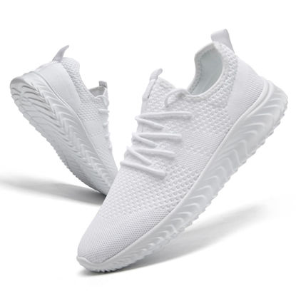 Picture of YRLTYO Womens Tennis Shoes Running Shoes - Gym Sneakers Shoes Walking Workout Shoes Non Slip Walking Athletic Slip on Breathable Mesh Comfortable Lightweight Casual Fashion Sports Shoes White Size 6 - Size: 6