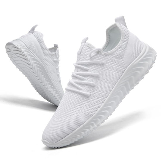 Picture of YRLTYO Womens Tennis Shoes Running Shoes - Gym Sneakers Shoes Walking Workout Shoes Non Slip Walking Athletic Slip on Breathable Mesh Comfortable Lightweight Casual Fashion Sports Shoes White Size 6 - Size: 6