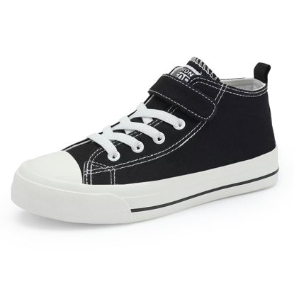 Picture of DSWED Boys Sneakers Little Kids Black Running Sport Canvas Shoes Girs Lightweight Breathable Shoes High Top Casual Walking Shoes Size 13 - Size: 13 Little Kid