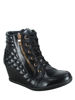 Picture of TZ Womens High Top Sneakers Fashion Classic Lace Up Quilted Comfortable Wedge Walking Shoes (Black, 8.5) - Size: 8.5
