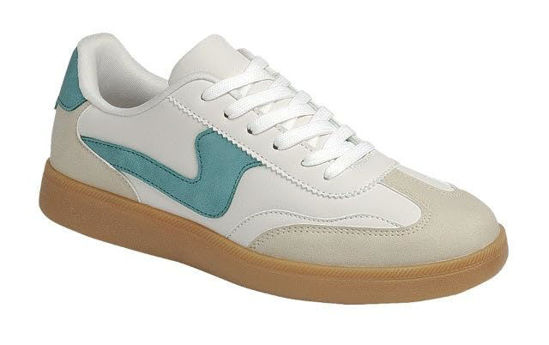 Picture of Forever Link Modern-12 Women's Low Top Lady Sneakers Lace-up Fashion Shoes (Grey/Green, US Footwear Size System, Adult, Women, Numeric, Medium, 6) - Size: 6