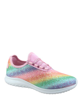Picture of TZ Lotus-08 Women's Comfort Slip On Fashion Color Glitter Walking Runing Flat Heel Sneakers Shoes (Rainbow Mulit, 8) - Size: 8