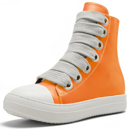 Picture of IMPREMEY Women's High Top Sneakers Lace Up PU Leather Shoes with Thick Soles and Zipper, Fashionable Comforts Walking Shoes - Size: 5