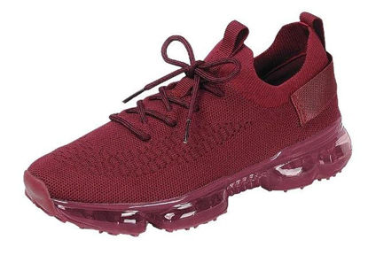Picture of Forever Link Womens Air Cushion Fashion Sneakers Breathable Knit Comfortable Lightweight Walking Shoes, Burgundy, 6.5 - Size: 6.5