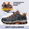 Picture of Eggseed Boys Trail Shoes Sneakers for Boys Water Repellent Outdoor Hiking Tennis Running Kids Waterproof Slip Resistant Children Casual Comfortable Size 6 Navy Blue Orange - Size: 6 Big Kid