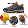 Picture of Eggseed Boys Trail Shoes Sneakers for Boys Water Repellent Outdoor Hiking Tennis Running Kids Waterproof Slip Resistant Children Casual Comfortable Size 6 Navy Blue Orange - Size: 6 Big Kid