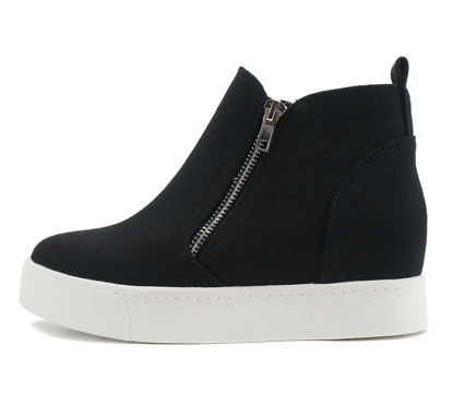 Picture of Soda Womens Taylor Nubuck Hight Top Slip On Fashion Sneakers (Black Canvas, Numeric_9) - Size: 9