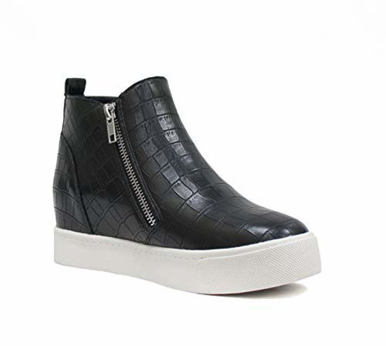 Picture of Soda Taylor Hidden Fahsion Wedge Sneaker Shoes Side Zipper,Black Crocco,10 - Size: 10