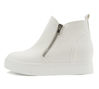 Picture of Soda Taylor Hidden Wedge Booties Fashion Sneaker Shoes Side Zipper (White Canvas, numeric_11) - Size: 11