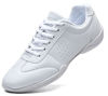 Picture of WUIWUIYU Boys Girls White Lace-up School Cheer Shoes Chearleading Dancing Sports Shoe Sneakers Size 1.5 - Size: 1.5 Little Kid