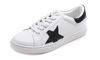 Picture of FEVERSOLE Women's Featured PU Leather Colorful Lace-Up Sneaker White Glitter Black Star Size 7 M US - Size: 7