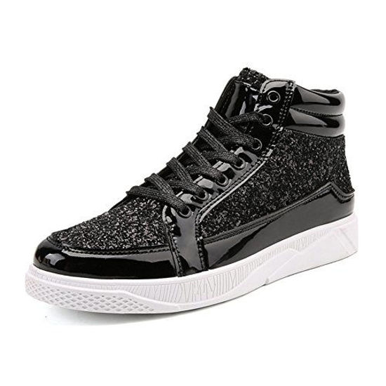 Picture of IGxx Black Shoes for Men High Top Flashing Party Casual Lace-up Sneakers Men - Size: 7