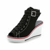 Picture of Women's Canvas High-Heeled Shoes Fashion Sneakers Casual Shoes for Walking Platform Wedges Pump Shoes Black, 8 - Size: 8