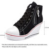 Picture of Women's Canvas High-Heeled Shoes Fashion Sneakers Casual Shoes for Walking Platform Wedges Pump Shoes Black, 10 - Size: 10