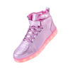 Picture of Kids Led Shoes Light Up Sneakers Boys Girls High Top Dancing Shoes for Halloween Christmas Hip-Hop Party with USB Charging Pink 30 - Size: 12 Little Kid