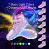 Picture of Kids Led Shoes Light Up Sneakers Boys Girls High Top Dancing Shoes for Halloween Christmas Hip-Hop Party with USB Charging Pink 30 - Size: 12 Little Kid