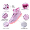 Picture of Kids Led Shoes Light Up Sneakers Boys Girls High Top Dancing Shoes for Halloween Christmas Hip-Hop Party with USB Charging Pink 30 - Size: 12 Little Kid