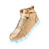 Picture of PYYIQI Kids Led Shoes Light Up Sneakers Boys Girls High Top Dancing Shoes for Halloween Christmas Hip-Hop Party with USB Charging Gold 36 - Size: 4 Big Kid