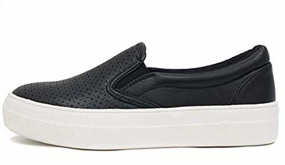 Picture of Soda Women's Preforated Slip On Sneakers (Black New C, 6) - Size: 6