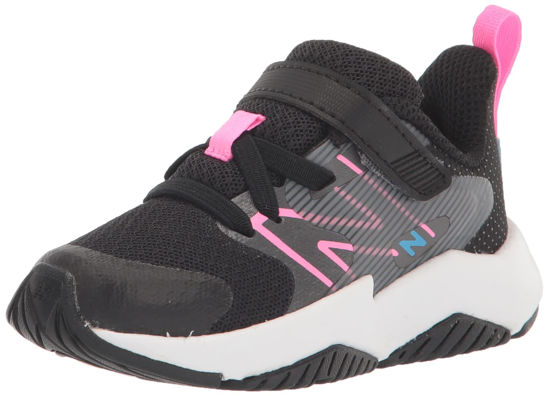 Picture of New Balance Kid's Rave Run V2 Hook and Loop Running Shoe, Black/Vibrant Pink, 4 Infant - Size: 4 Infant
