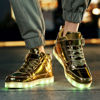 Picture of JEVRITE Unisex Light Up Shoes LED Shoes USB Charging High Top for Women Men Sneakers Couples Shoes GBGold39 - Size: 8 Women/6.5 Men