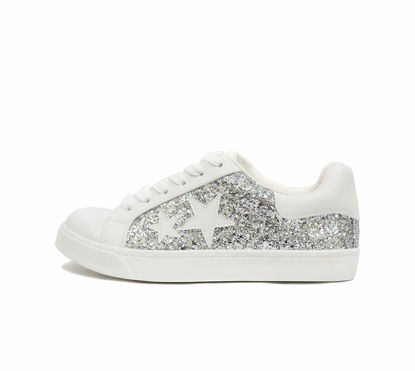 Picture of Soda Wander ~ Lace-up Double Layer Foam Padded Cushion Sock with Stars Low top Fashion Sneakers (Silver Glitter, Numeric_5_Point_5) - Size: 5.5
