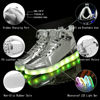 Picture of LED Light Up Shoes Unisex High top Sneakers Flashing Shoes for Women Men Teens with USB Charging Glowing Luminous Shoes Silver - Size: 8 Women/6.5 Men