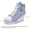 Picture of Women's Canvas High-Heeled Shoes Fashion Sneakers Casual Shoes for Walking Platform Wedges Pump Shoes Blue, 8 - Size: 8