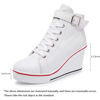 Picture of Women's Canvas High-Heeled Shoes Fashion Sneakers Casual Shoes for Walking Platform Wedges Pump Shoes White, 10 - Size: 10