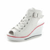 Picture of Women's Canvas High-Heeled Shoes Fashion Sneakers Casual Shoes for Walking Platform Wedges Pump Shoes White, 8 - Size: 8