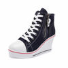Picture of Women's Canvas High-Heeled Shoes Fashion Sneakers Casual Shoes for Walking Platform Wedges Pump Shoes deep Blue, 7 - Size: 7