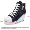 Picture of Women's Canvas High-Heeled Shoes Fashion Sneakers Casual Shoes for Walking Platform Wedges Pump Shoes deep Blue, 7 - Size: 7