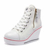 Picture of Women's Canvas High-Heeled Shoes Fashion Sneakers Casual Shoes for Walking Platform Wedges Pump Shoes White, 5.5 - Size: 5.5