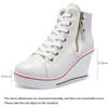 Picture of Women's Canvas High-Heeled Shoes Fashion Sneakers Casual Shoes for Walking Platform Wedges Pump Shoes White, 5.5 - Size: 5.5