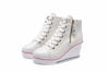 Picture of Women's Canvas High-Heeled Shoes Fashion Sneakers Casual Shoes for Walking Platform Wedges Pump Shoes White, 5.5 - Size: 5.5