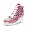 Picture of Women's Canvas High-Heeled Shoes Fashion Sneakers Casual Shoes for Walking Platform Wedges Pump Shoes Pink, 5.5 - Size: 5.5