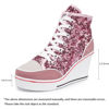 Picture of Women's Canvas High-Heeled Shoes Fashion Sneakers Casual Shoes for Walking Platform Wedges Pump Shoes Pink, 5.5 - Size: 5.5