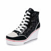 Picture of Women's Canvas High-Heeled Shoes Fashion Sneakers Casual Shoes for Walking Platform Wedges Pump Shoes Black, 8.5 - Size: 8.5