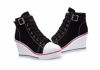 Picture of Women's Canvas High-Heeled Shoes Fashion Sneakers Casual Shoes for Walking Platform Wedges Pump Shoes Black, 10 - Size: 10